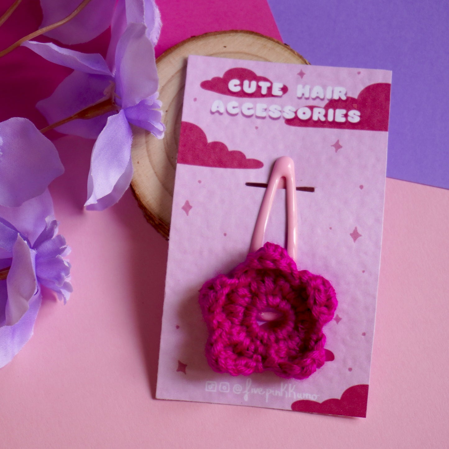 Mollettina Kawaii - Fiore Grande Handmade Uncinetto