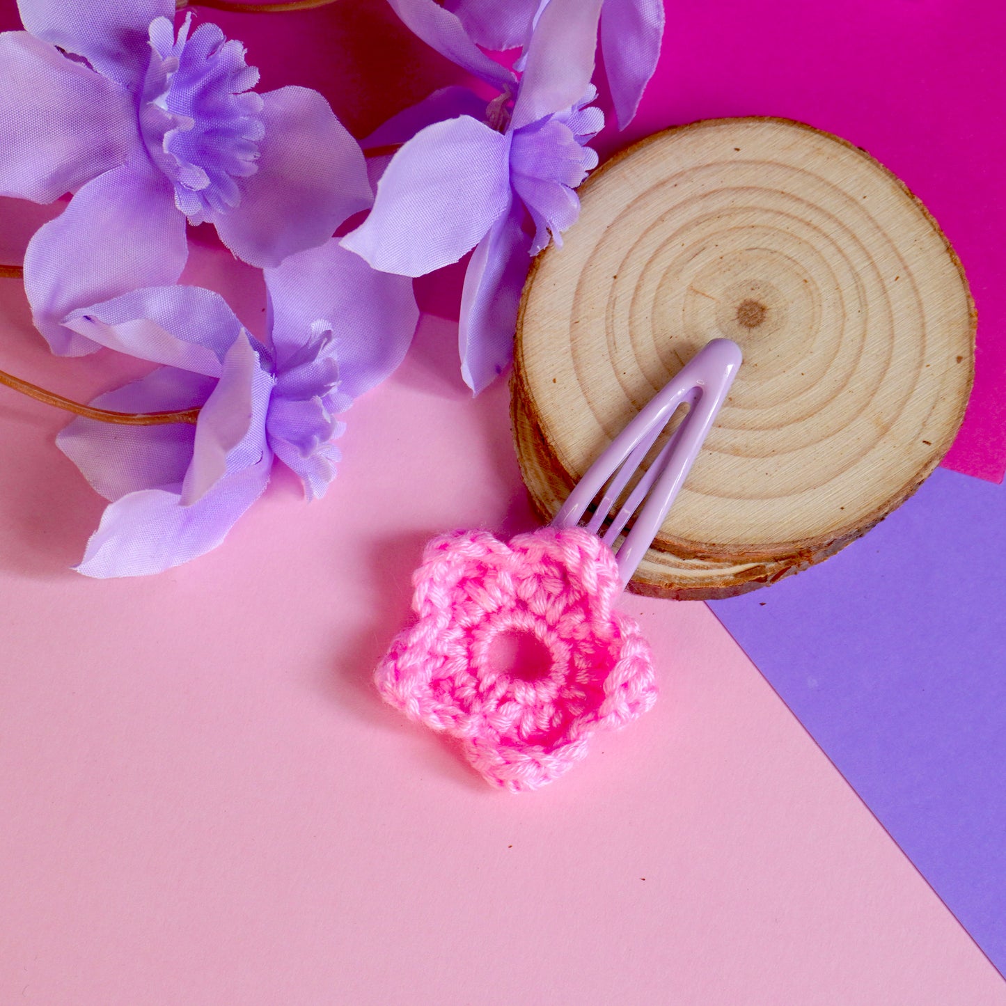 Mollettina Kawaii - Fiore Grande Handmade Uncinetto