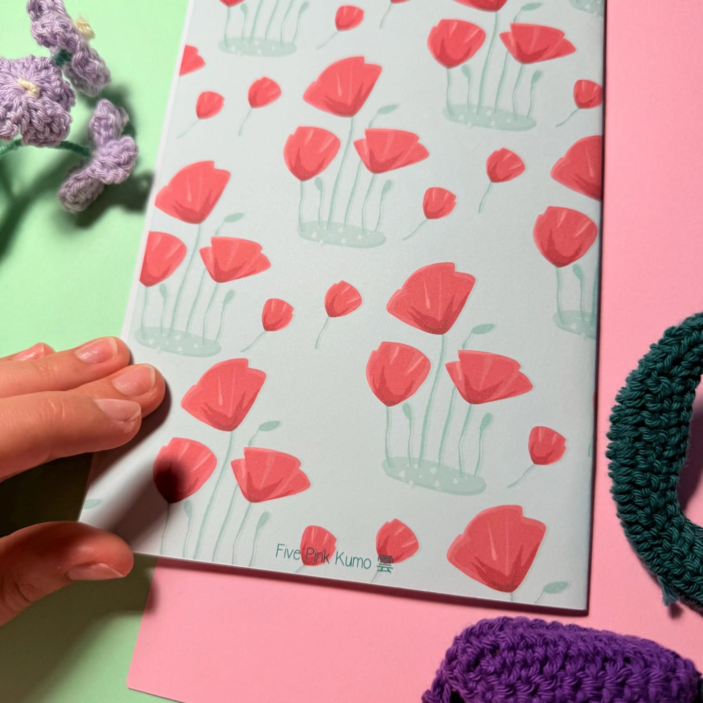 Tulipani Quaderno Floreale Aesthetic Quaderno con Fiori Fatto a Mano Diario Decorato Accessori per Journaling Quaderno per Scrapbooking