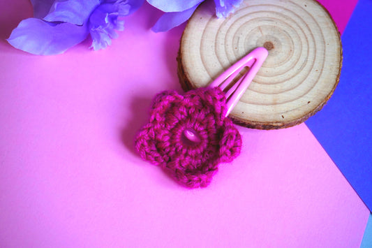Mollettina Kawaii - Fiore Grande Handmade Uncinetto