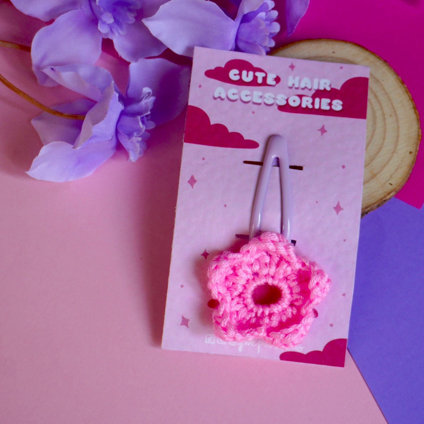 Mollettina Kawaii - Fiore Grande Handmade Uncinetto