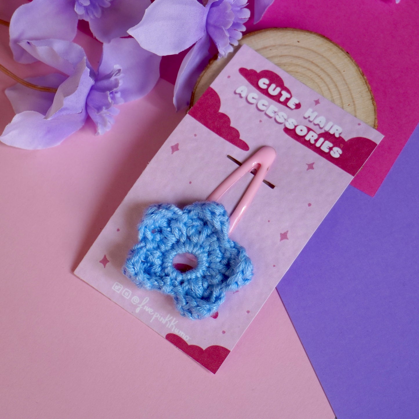 Mollettina Kawaii - Fiore Grande Handmade Uncinetto