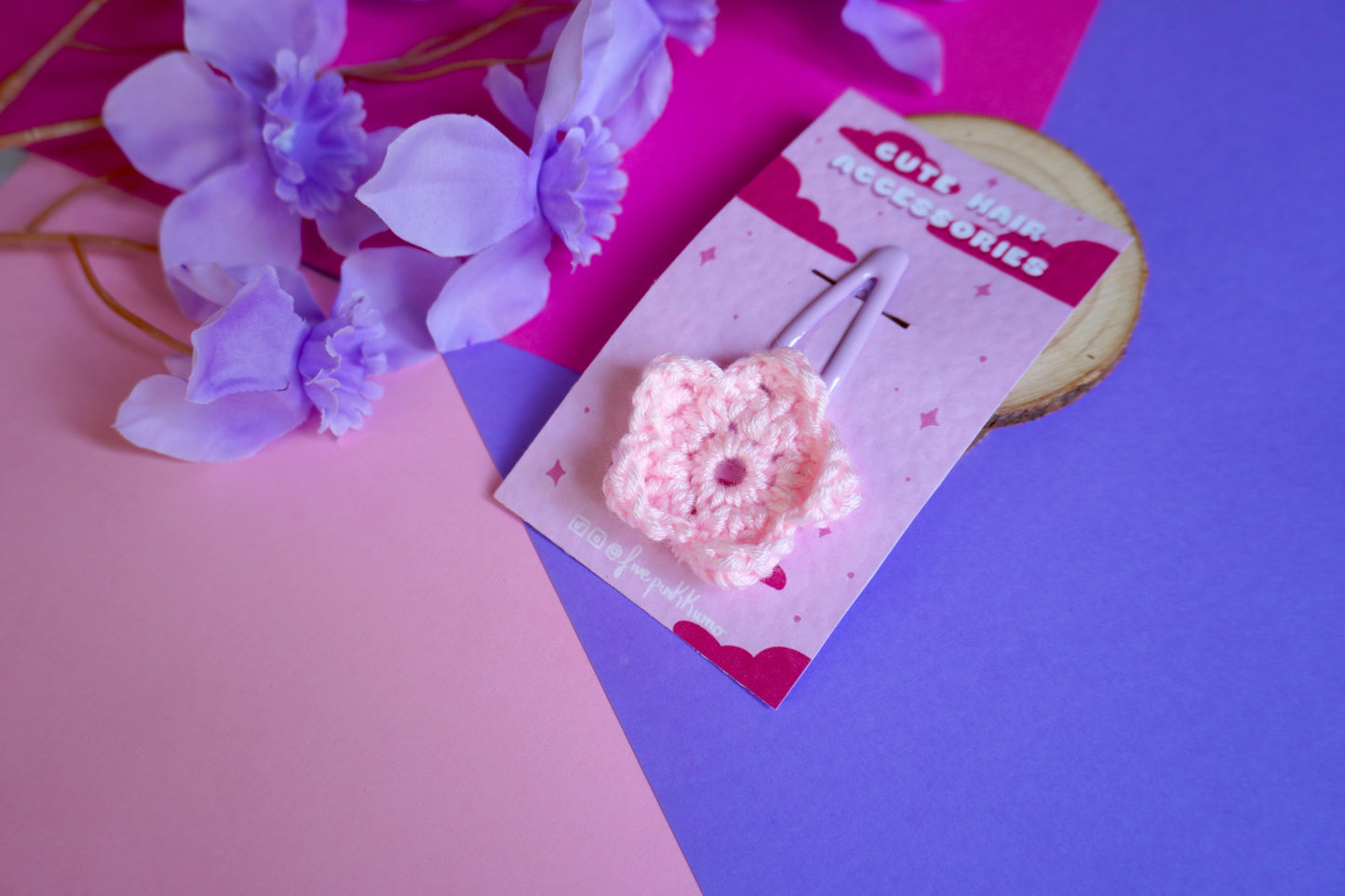 Mollettina Kawaii - Fiore Grande Handmade Uncinetto