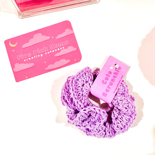 Scrunchie Semplice Lavanda all'Uncinetto – Fatto a Mano