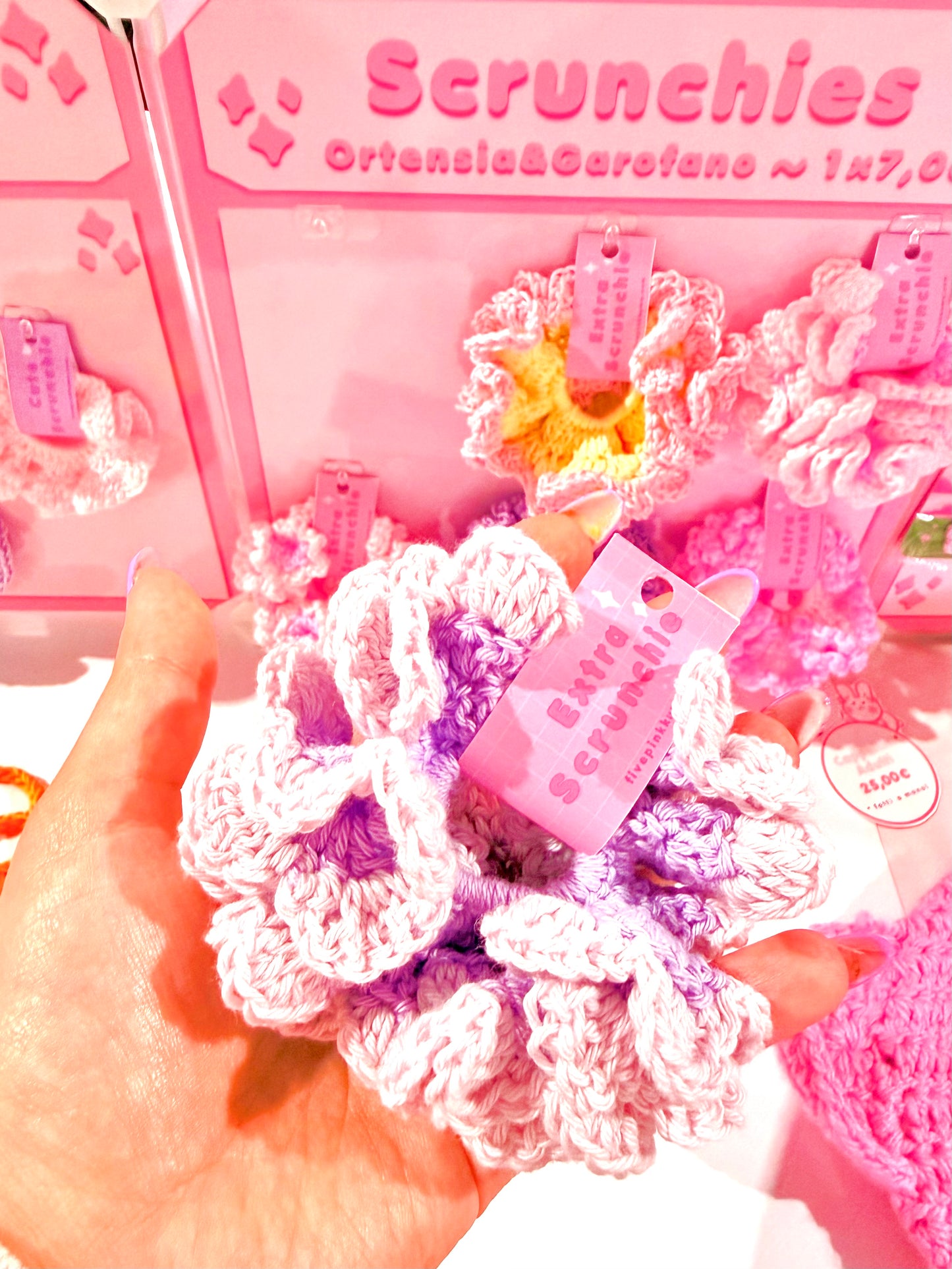 Scrunchie Ortensia Lavanda all'Uncinetto – Fatto a Mano