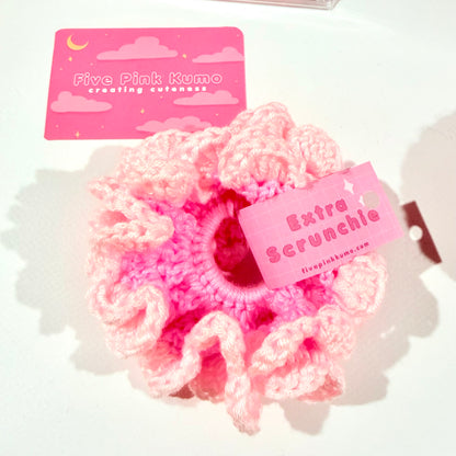 Scrunchie Ortensia Rosa all'Uncinetto – Fatto a Mano