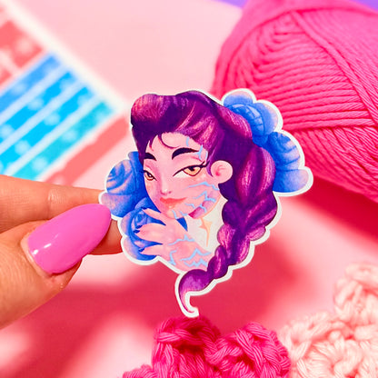 Sticker Rumi con Pattern KPop Demon Hunters Kawaii Handmade