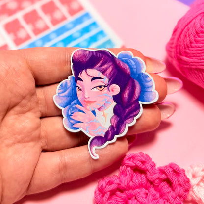 Sticker Rumi con Pattern KPop Demon Hunters Kawaii Handmade