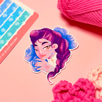 Sticker Rumi con Pattern KPop Demon Hunters Kawaii Handmade