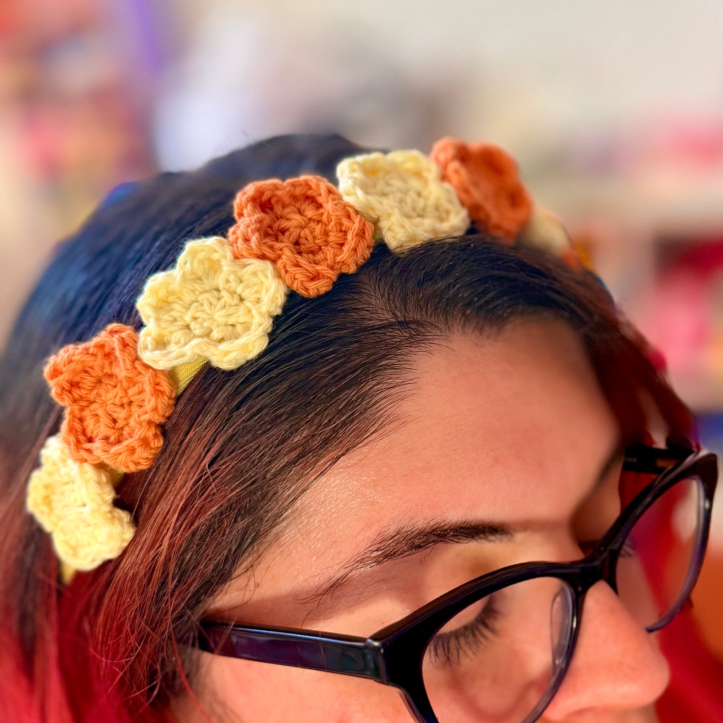 Headband Flowers Crochet Spring Handmade Hair Accessory Pastel Gift Idea Boho Chic