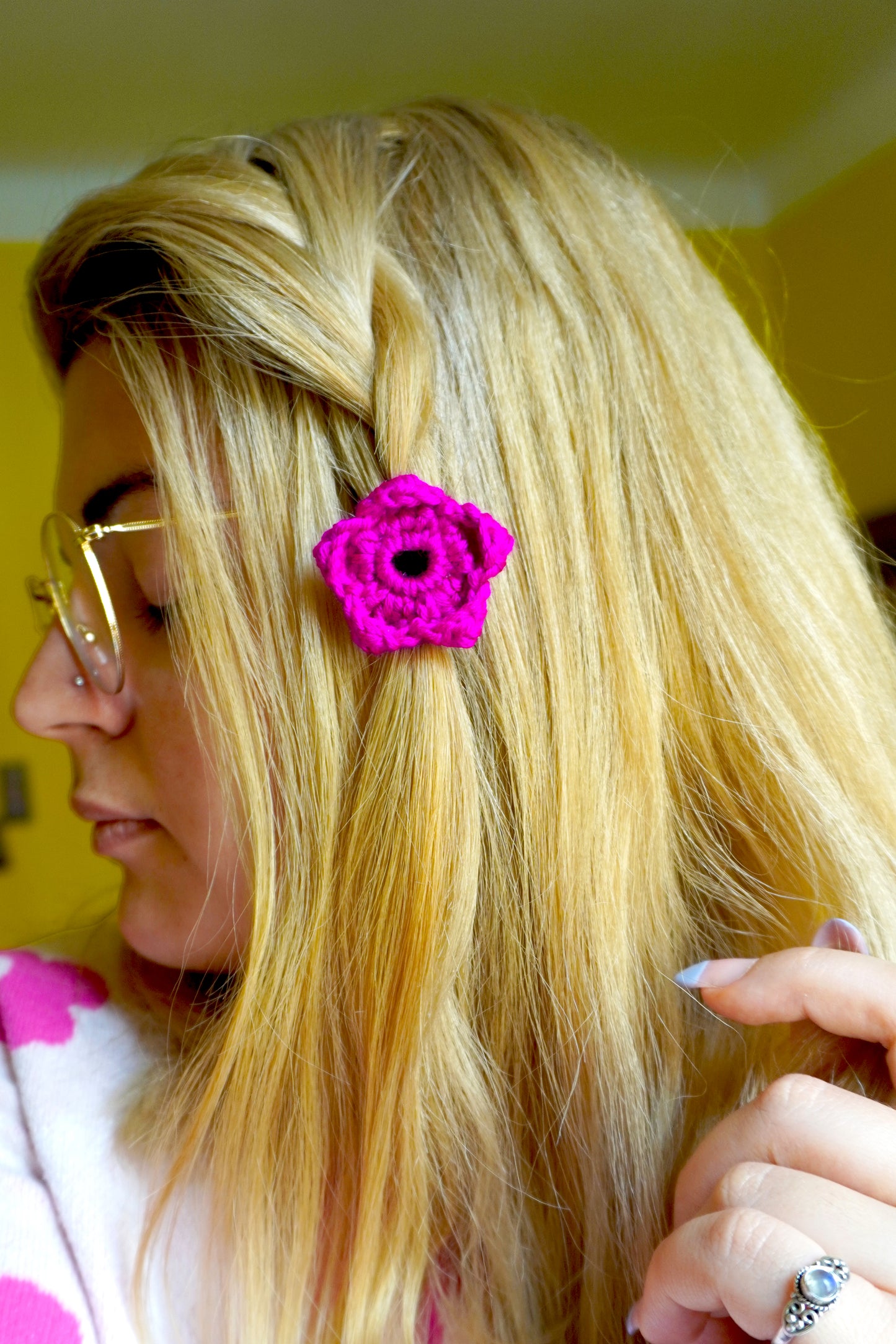 Elastico Kawaii - Fiore Grande Uncinetto Handmade