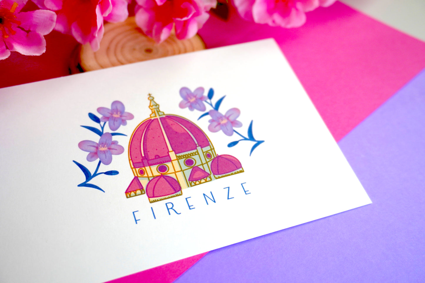 Stampa Firenze con gigli viola