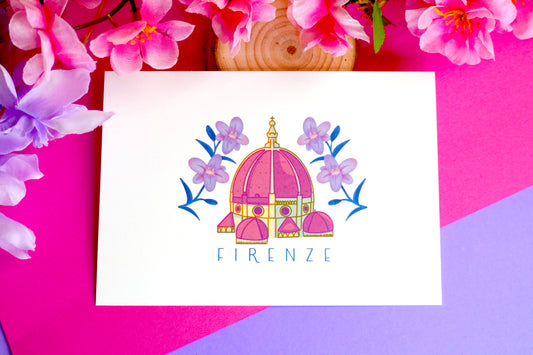 Stampa Firenze con gigli viola