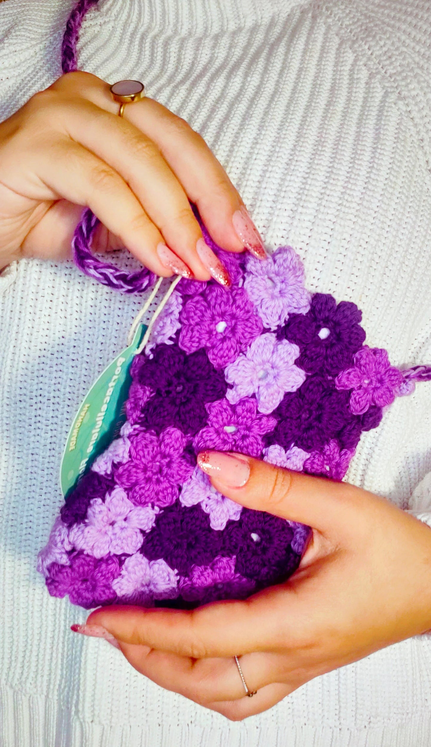 Borsa Portacellulare Uncinetto Handmade Custodia per Smartphone Porta Telefono con Fiori Pochette Artigianale Donna Accessorio Fatto a Mano (Copy)