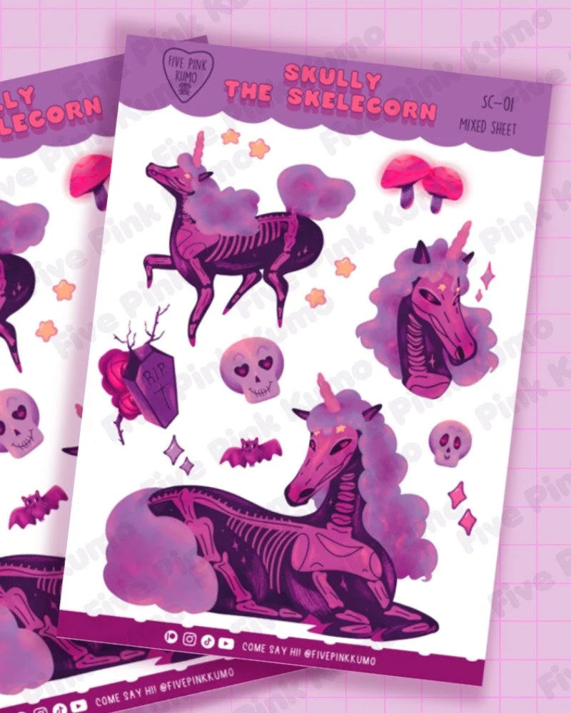 Fogli Adesivi Unicorno Scheletro Halloween Kawaii Adesivi per Planner Adesivi Kawaii Scrapbooking Foglio Adesivi Halloween Decorazioni