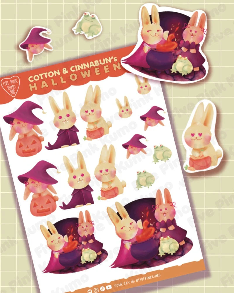 Fogli Adesivi Coniglietti Halloween Kawaii Adesivi per Planner Adesivi  Scrapbooking Foglio Adesivi Halloween Decorazioni Journal Kawaii