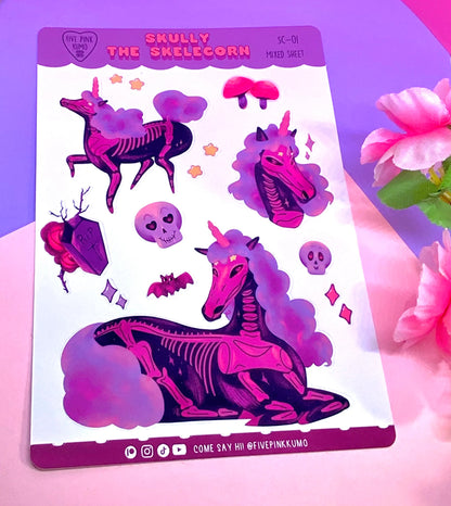 Fogli Adesivi Unicorno Scheletro Halloween Kawaii Adesivi per Planner Adesivi Kawaii Scrapbooking Foglio Adesivi Halloween Decorazioni