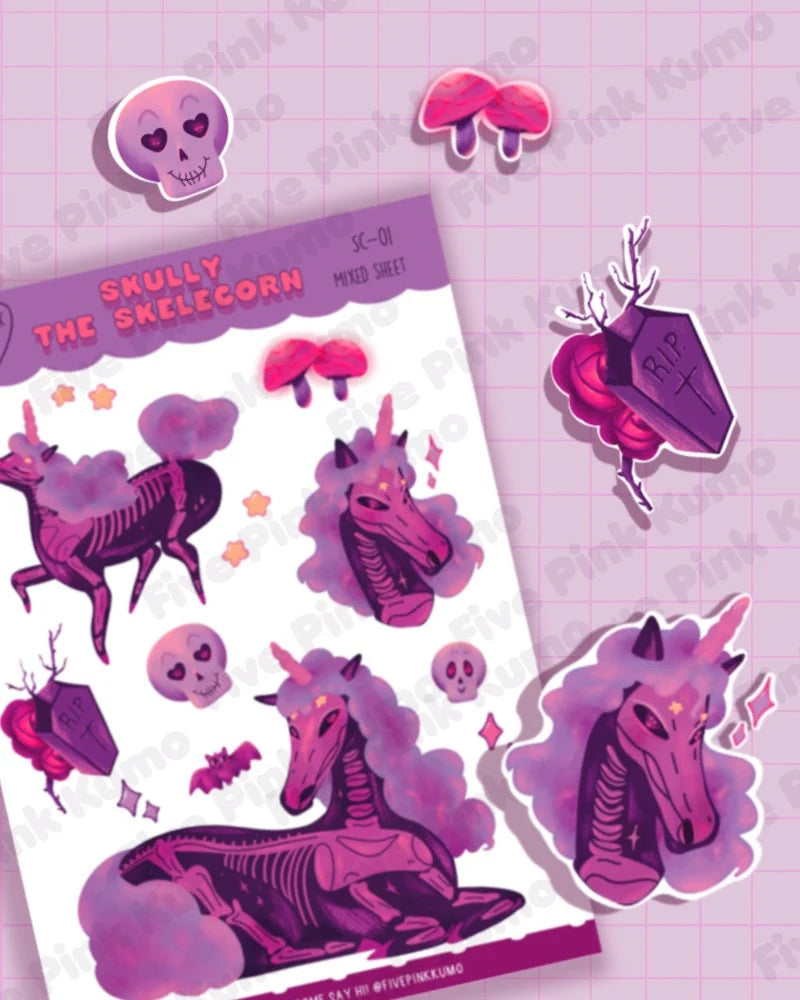 Fogli Adesivi Unicorno Scheletro Halloween Kawaii Adesivi per Planner Adesivi Kawaii Scrapbooking Foglio Adesivi Halloween Decorazioni