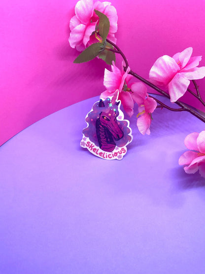Adesivo Glitter Unicorno Scheletro con Frase Adesivo Carino Scheletro Adesivo Vinile Brillantinato Regalo Unicorno Adesivo Glitter Kawaii