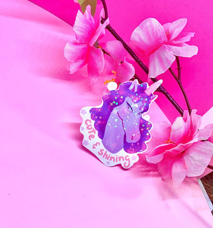 Adesivo Kawaii Unicorno Carino con Frase Adesivo Olografico Carino Glitter Adesivo Vinile Regalo Unicorno Adesivo Glitter