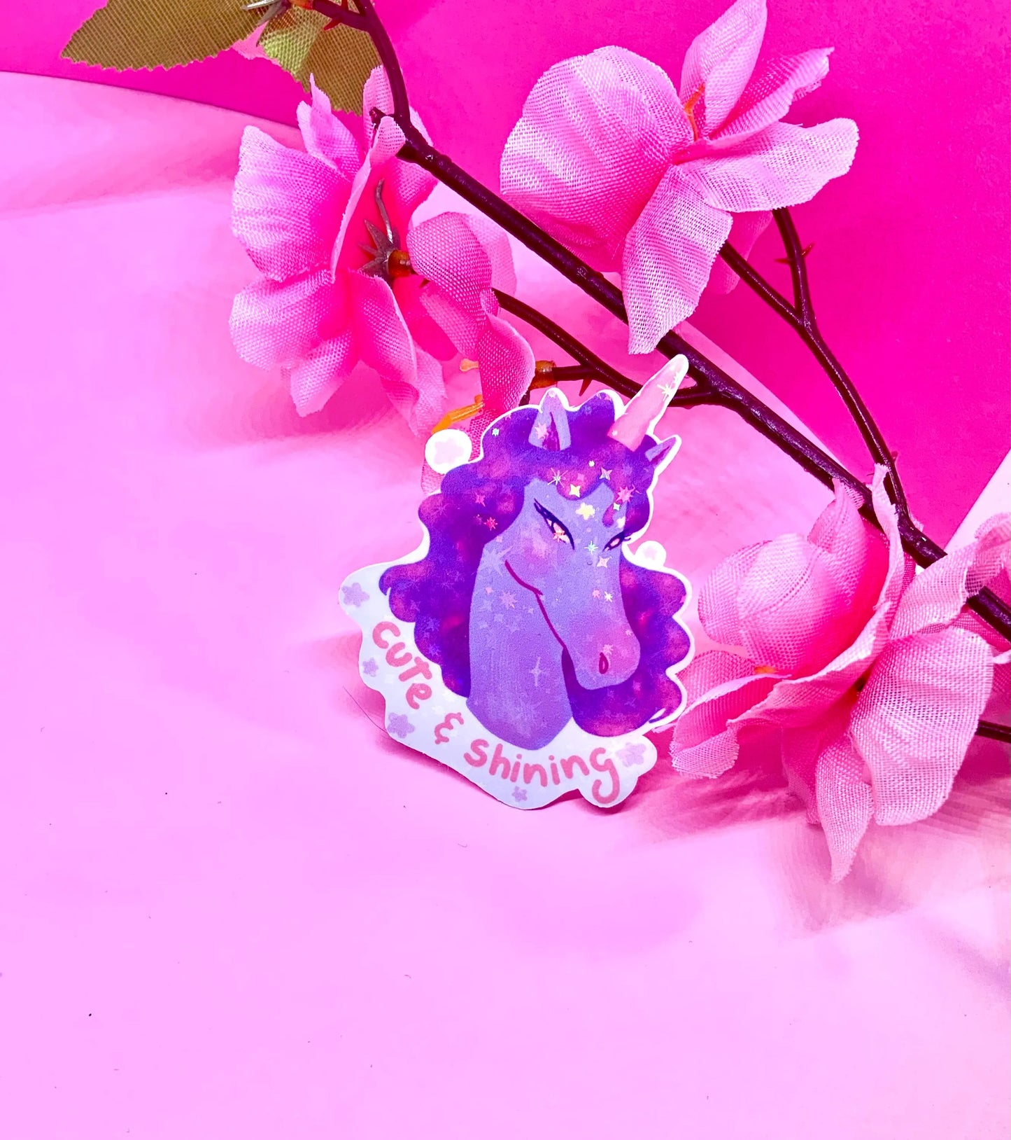 Adesivo Kawaii Unicorno Carino con Frase Adesivo Olografico Carino Glitter Adesivo Vinile Regalo Unicorno Adesivo Glitter