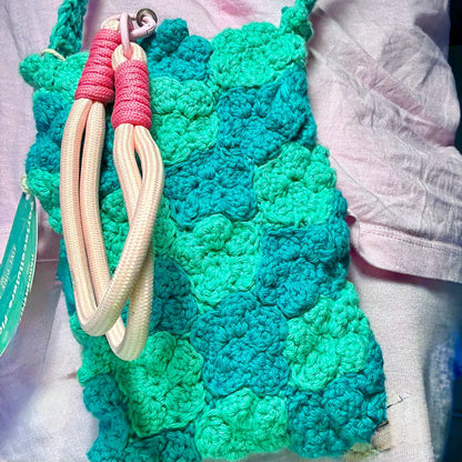 Borsa Portacellulare Uncinetto Handmade Custodia per Smartphone Porta Telefono con Fiori Pochette Artigianale Donna Accessorio Fatto a Mano