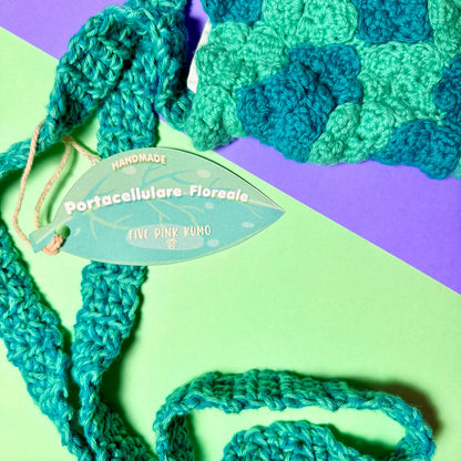 Borsa Portacellulare Uncinetto Handmade Custodia per Smartphone Porta Telefono con Fiori Pochette Artigianale Donna Accessorio Fatto a Mano
