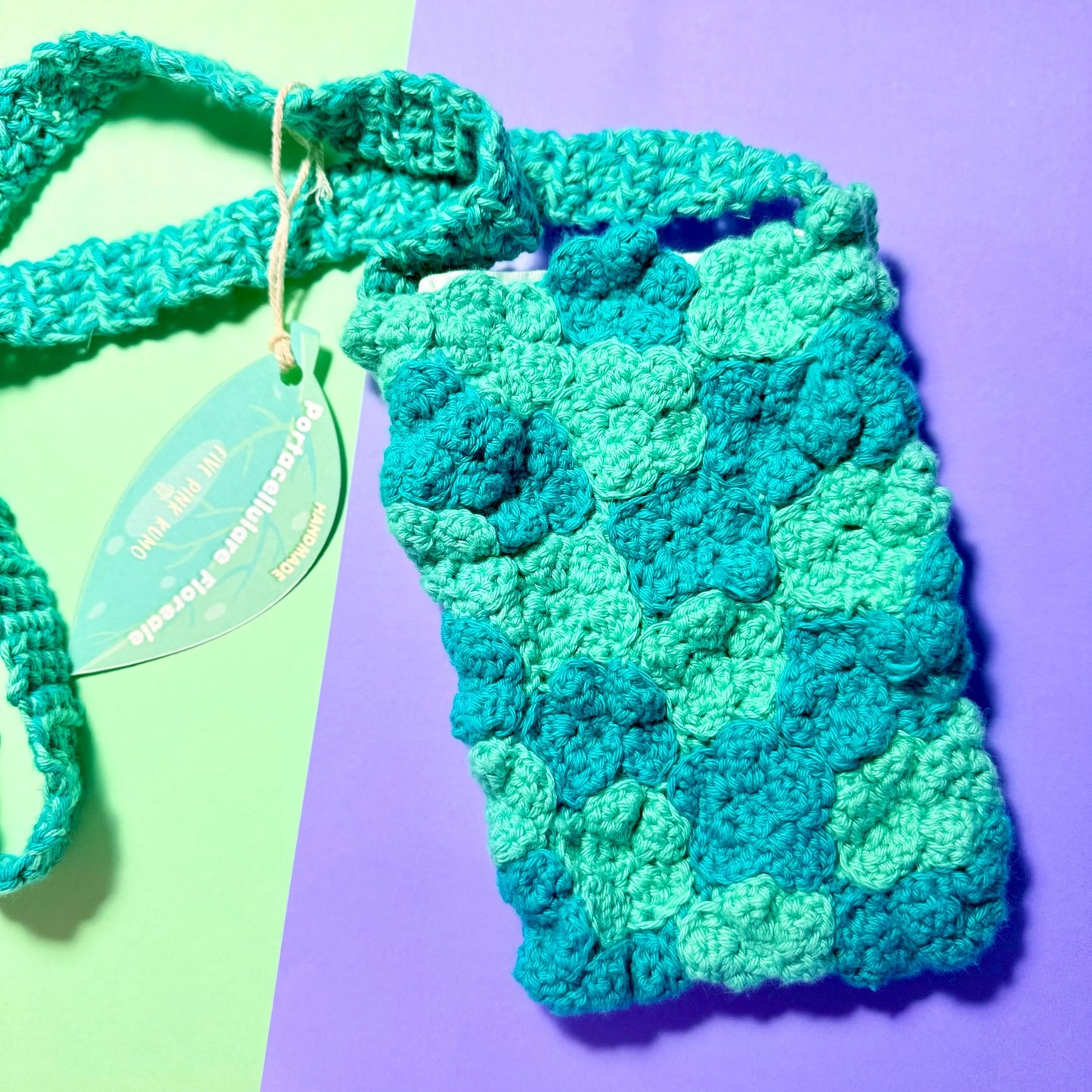 Borsa Portacellulare Uncinetto Handmade Custodia per Smartphone Porta Telefono con Fiori Pochette Artigianale Donna Accessorio Fatto a Mano