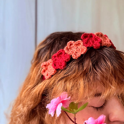Cerchietto Fiori Uncinetto Autunno Accessorio Capelli Fatto a Mano Autunnale Idea Regalo Boho Chic Autunno
