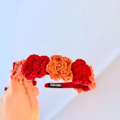 Cerchietto Fiori Uncinetto Autunno Accessorio Capelli Fatto a Mano Autunnale Idea Regalo Boho Chic Autunno