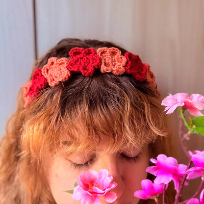 Cerchietto Fiori Uncinetto Autunno Accessorio Capelli Fatto a Mano Autunnale Idea Regalo Boho Chic Autunno
