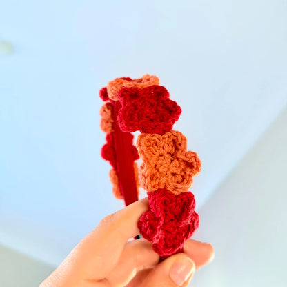 Cerchietto Fiori Uncinetto Autunno Accessorio Capelli Fatto a Mano Autunnale Idea Regalo Boho Chic Autunno