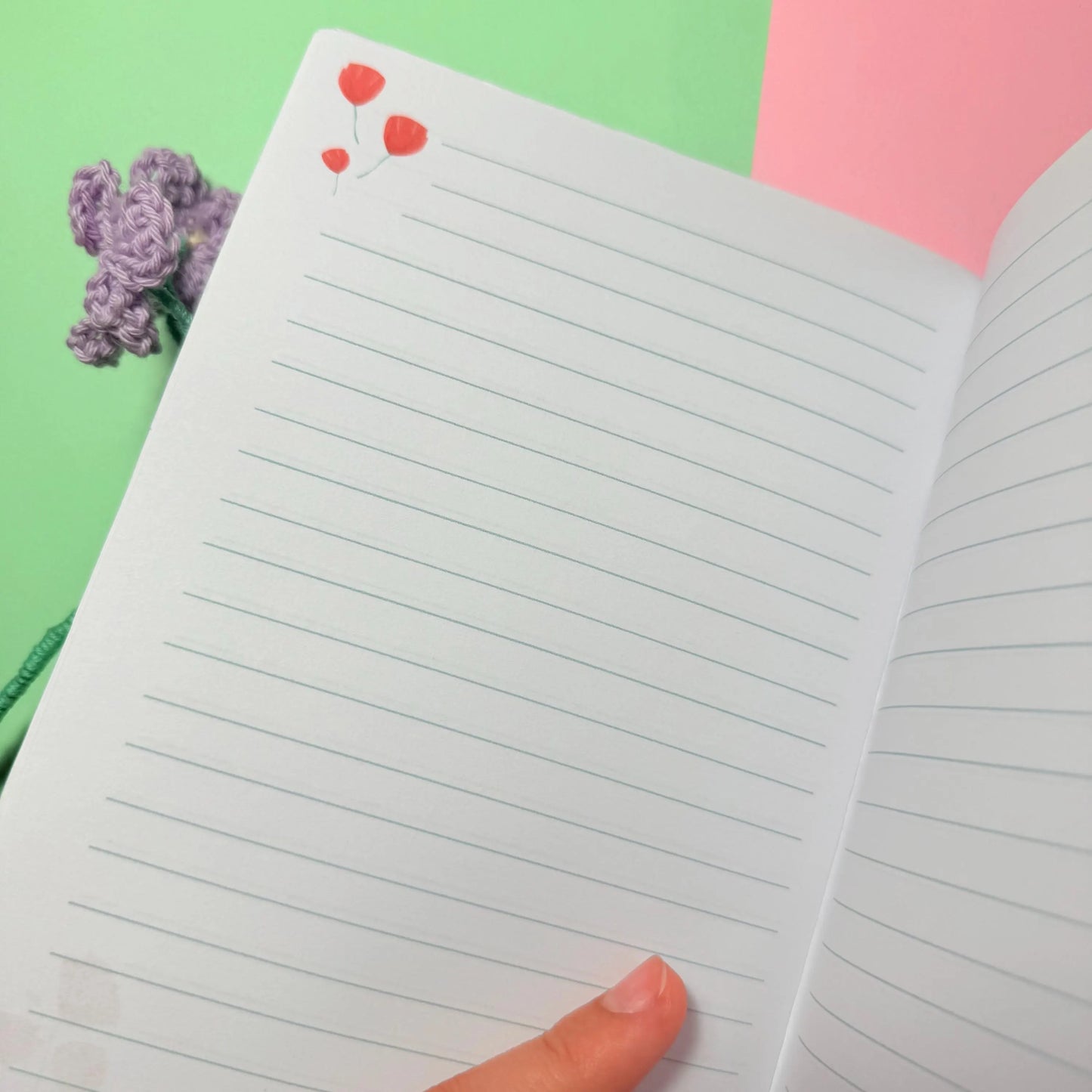 Tulipani Quaderno Floreale Aesthetic Quaderno con Fiori Fatto a Mano Diario Decorato Accessori per Journaling Quaderno per Scrapbooking