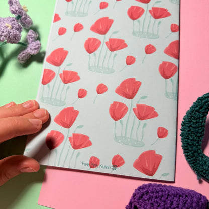 Tulipani Quaderno Floreale Aesthetic Quaderno con Fiori Fatto a Mano Diario Decorato Accessori per Journaling Quaderno per Scrapbooking