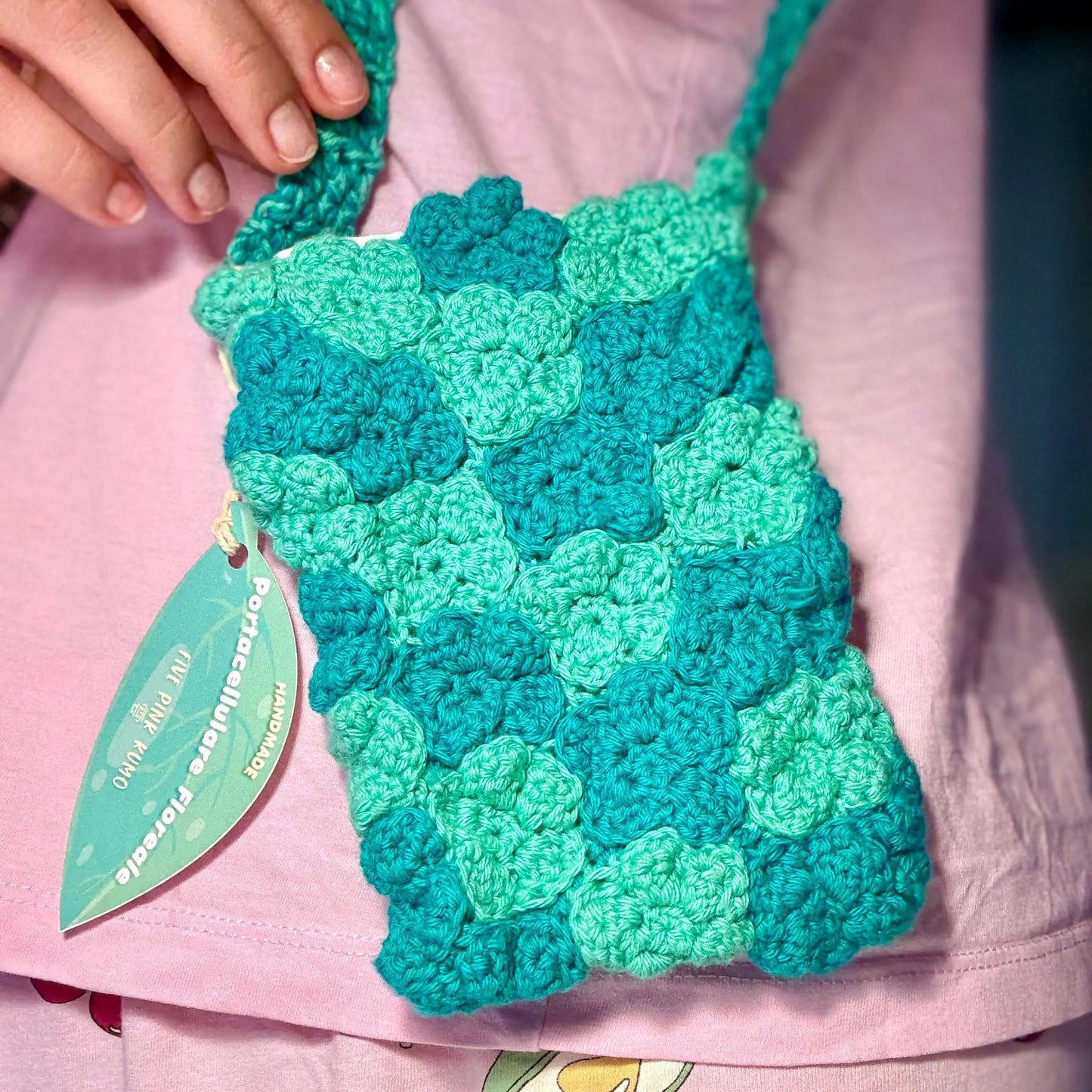 Borsa Portacellulare Uncinetto Handmade Custodia per Smartphone Porta Telefono con Fiori Pochette Artigianale Donna Accessorio Fatto a Mano