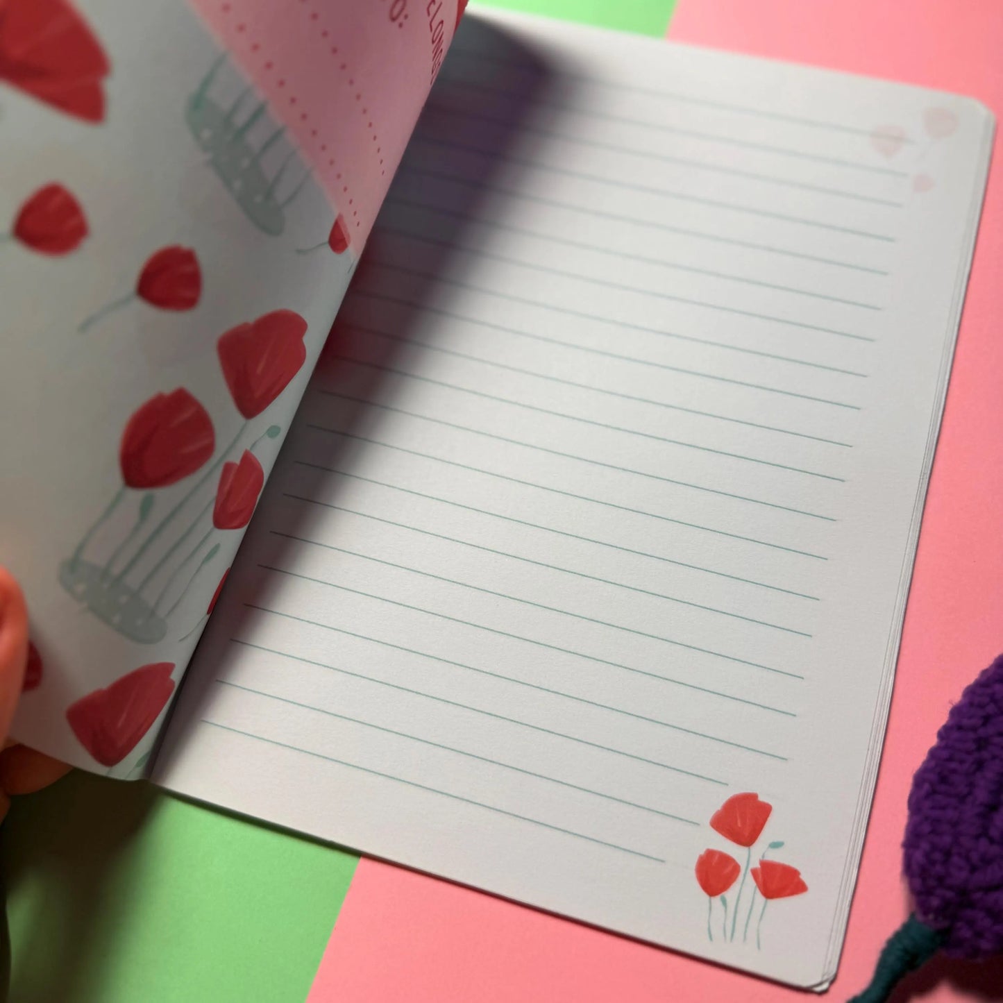 Tulipani Quaderno Floreale Aesthetic Quaderno con Fiori Fatto a Mano Diario Decorato Accessori per Journaling Quaderno per Scrapbooking