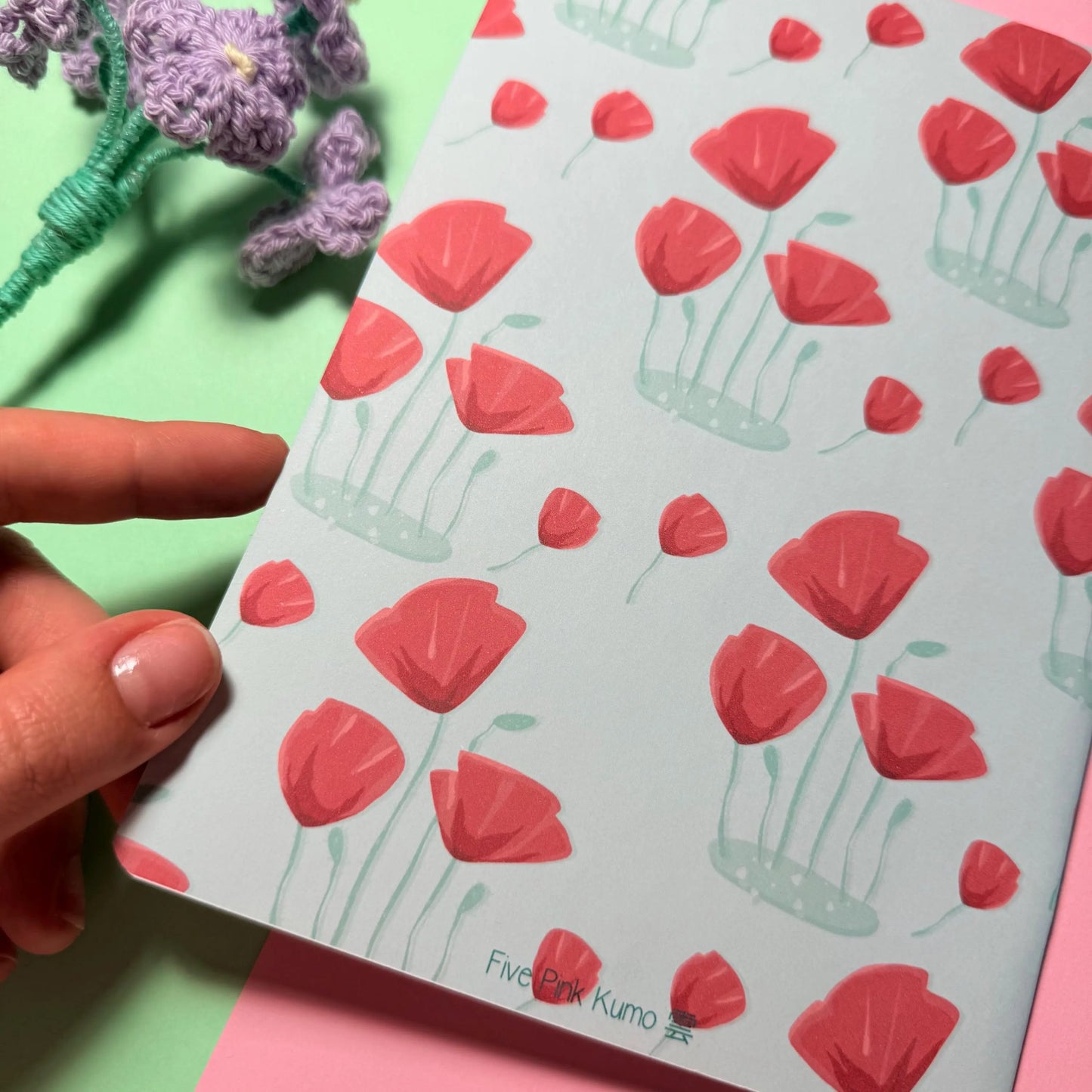 Tulipani Quaderno Floreale Aesthetic Quaderno con Fiori Fatto a Mano Diario Decorato Accessori per Journaling Quaderno per Scrapbooking
