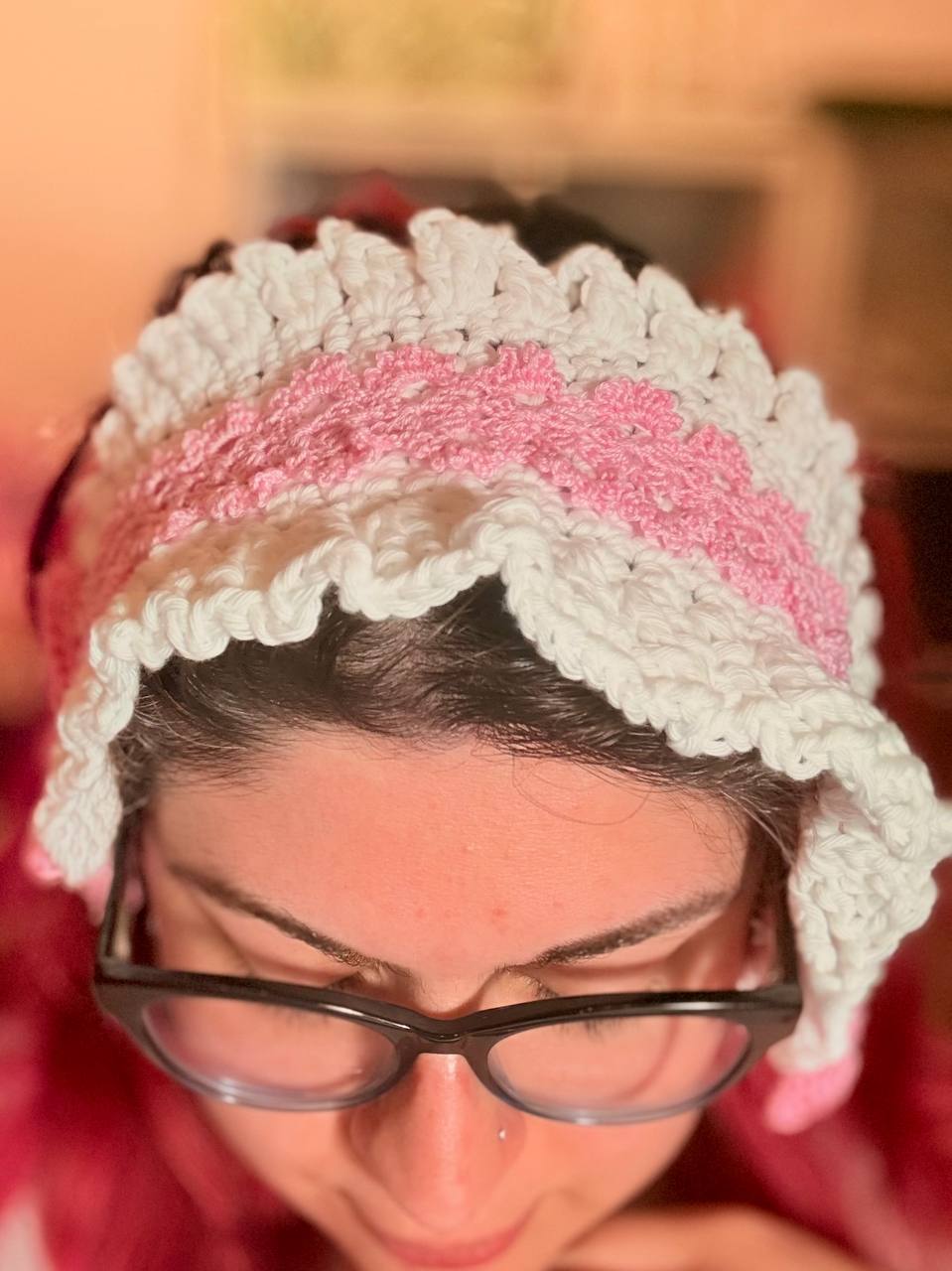 Fascia Capelli Fairy Kei Bianca e Rosa con Pizzo e Fiocchi Accessorio Handmade Kawaii Idea Regalo