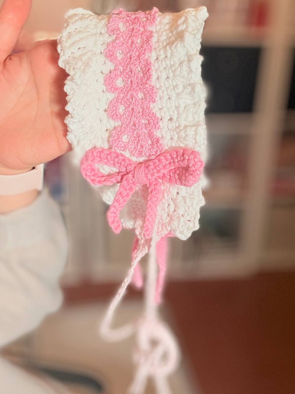 Fascia Capelli Fairy Kei Bianca e Rosa con Pizzo e Fiocchi Accessorio Handmade Kawaii Idea Regalo