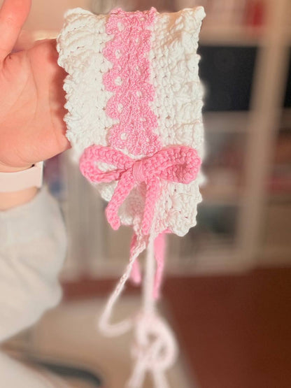 Fascia Capelli Fairy Kei Bianca e Rosa con Pizzo e Fiocchi Accessorio Handmade Kawaii Idea Regalo