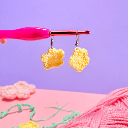 Orecchini Fiorellino Uncinetto Giallo – Acciaio Inossidabile Handmade