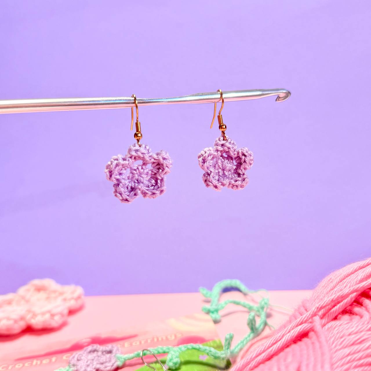 Orecchini Fiorellino Uncinetto Lilla – Acciaio Inossidabile Handmade