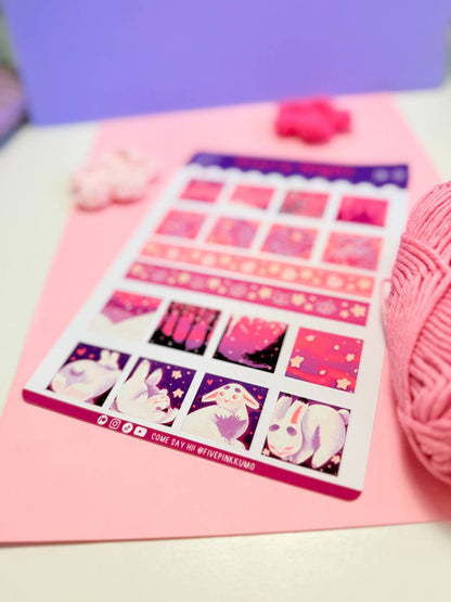 Foglio di adesivi carini A5 Casper & Yuki Starry Night Collection