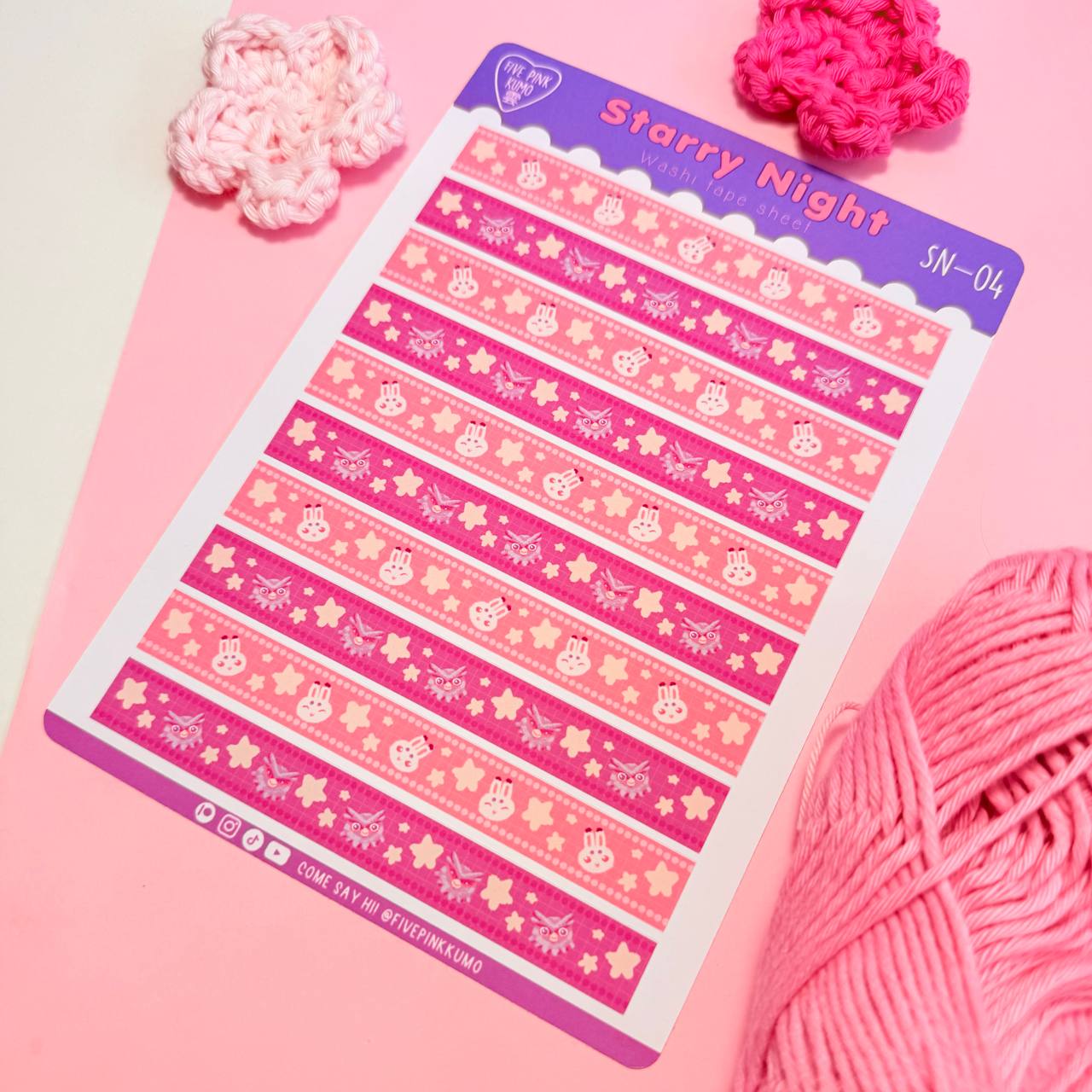 Foglio di adesivi washi tape A5 Casper & Yuki Starry Night Collection