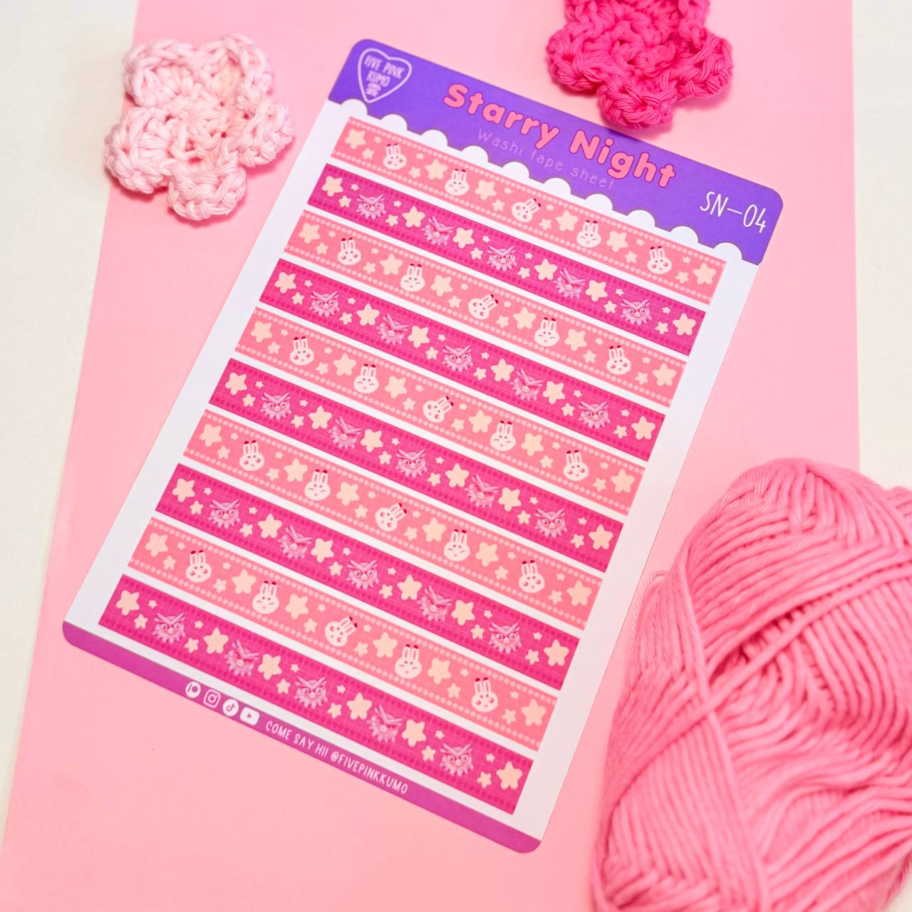 Foglio di adesivi washi tape A5 Casper & Yuki Starry Night Collection