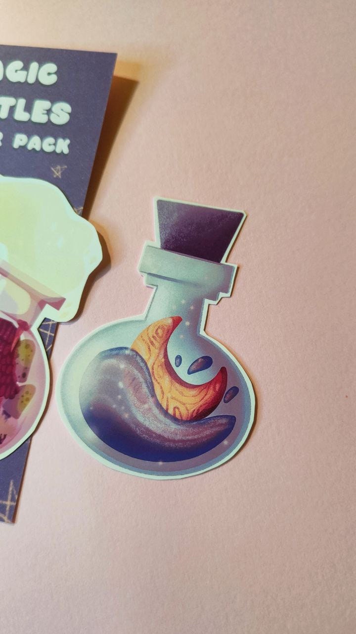 Set di sticker - Bottiglie magiche - pozione di strega - Casa fatata - Acqua di Luna - Pianta di Lavanda