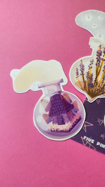 Set di sticker - Bottiglie magiche - pozione di strega - Casa fatata - Acqua di Luna - Pianta di Lavanda